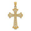 14k Diamond-cut Polished Filigree Hearts Cross Pendant
