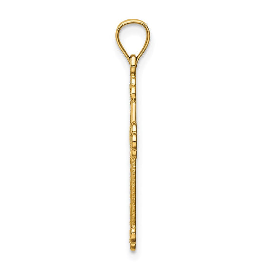14K Satin and Polished FAITH Cross Pendant