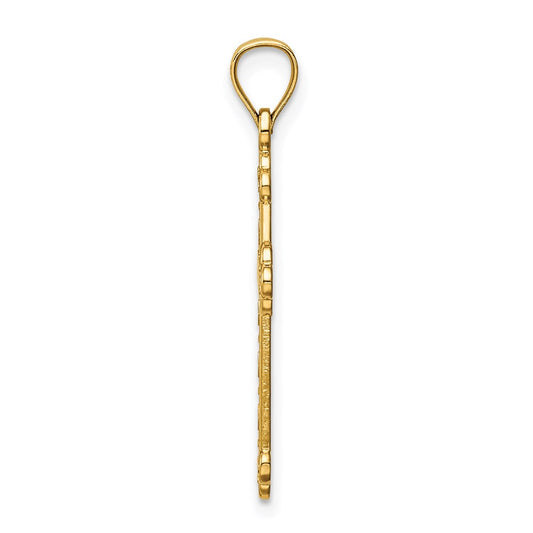 14K Satin and Polished FAITH Cross Pendant