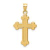 14K Satin and Polished Budded Cross Pendant