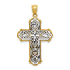 14k and White Rhodium Reversible Diamond-cut Filigree Cross Pendant