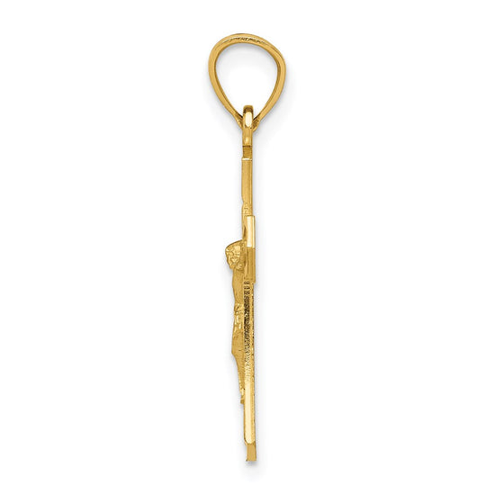 14k Diamond-cut Crucifix Pendant