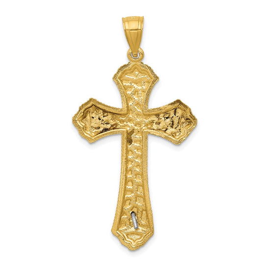 14k Two-tone Diamond-cut Passion Crucifix Pendant