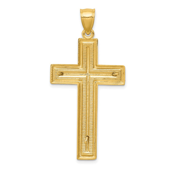 14k Two-tone Diamond-cut Latin Crucifix Pendant