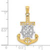 14k and White Rhodium Polished Mariners Crucifix Pendant