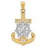 14k and White Rhodium Polished Mariners Crucifix Pendant