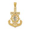 14k and White Rhodium Polished Mariners Crucifix Pendant