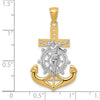 14k and White Rhodium Polished Mariners Crucifix Pendant