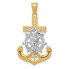 14k and White Rhodium Polished Mariners Crucifix Pendant