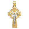 14k Two-tone Polished Celtic INRI Crucifix Pendant