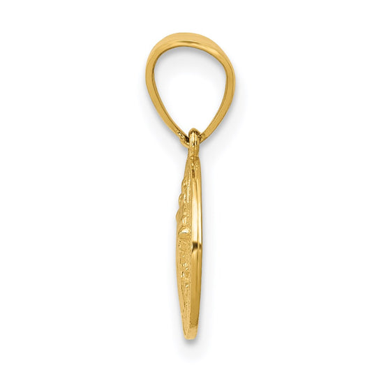 14k Polished San Benito Medal Solid 2-Sided Small Round Pendant