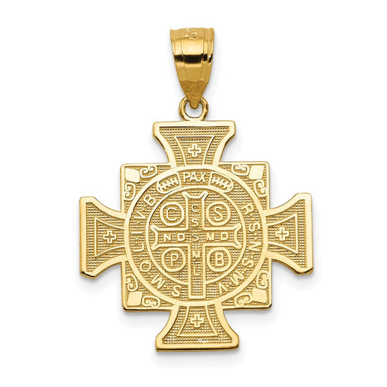 14k Polished Solid San Benito 2-Sided Cross Pendant