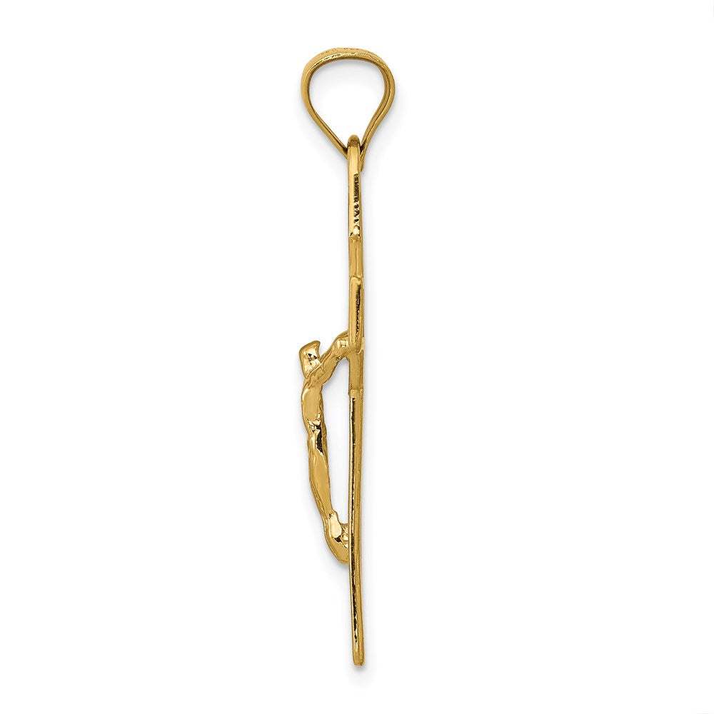 14k Polished San Benito Solid 2-Sided Crucifix Pendant