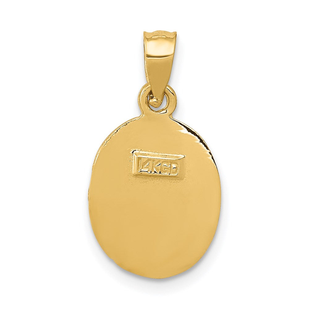 14K Satin and Diamond-Cut Baptism Oval Pendant