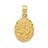 14K Satin and Diamond-Cut Baptism Oval Pendant