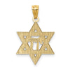 14k and White Rhodium Star of David with Chai Pendant