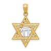 14k and White Rhodium Star of David with Chai Pendant