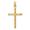 14k Hollow Diamond-cut Cross Pendant