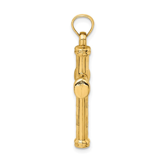 14k Hollow Diamond-cut Cross Pendant