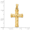 14k Hollow Diamond-cut Cross Pendant