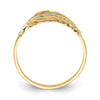 14K with White Rhodium Feather Ring