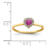 14K Pink and Clear CZ Halo Heart Ring