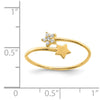 14K Polished CZ Two Stars Bypass Ring