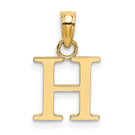 14K Polished Block Letter H Initial Pendant