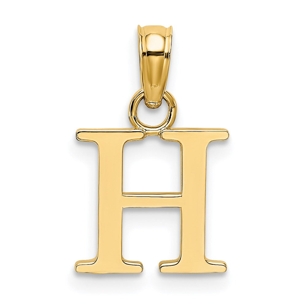 14K Polished Block Letter H Initial Pendant