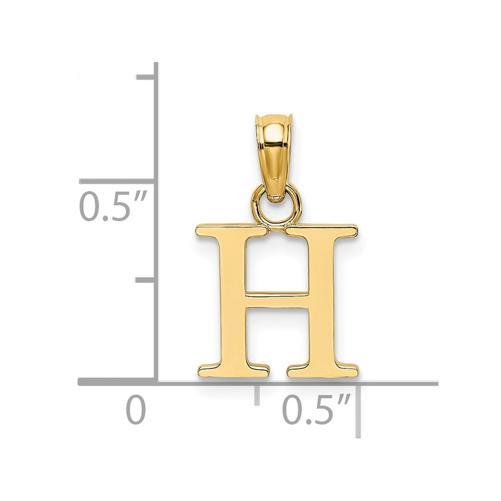 14K Polished Block Letter H Initial Pendant