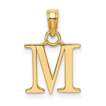 14K Polished Block Letter M Initial Pendant