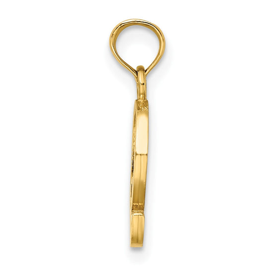 14K Polished Block Letter Q Initial Pendant
