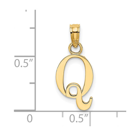 14K Polished Block Letter Q Initial Pendant