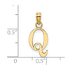 14K Polished Block Letter Q Initial Pendant
