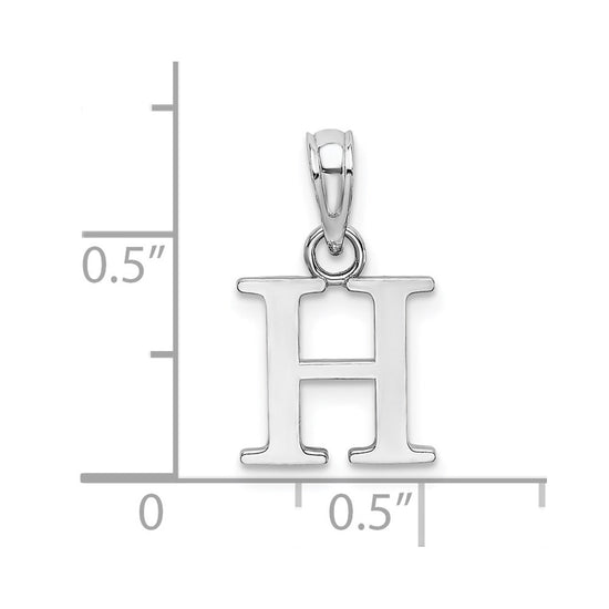 14K White Gold Polished Block Letter H Initial Pendant