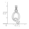 14K White Gold Polished Block Letter Q Initial Pendant