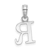 14K White Gold Polished Block Letter R Initial Pendant