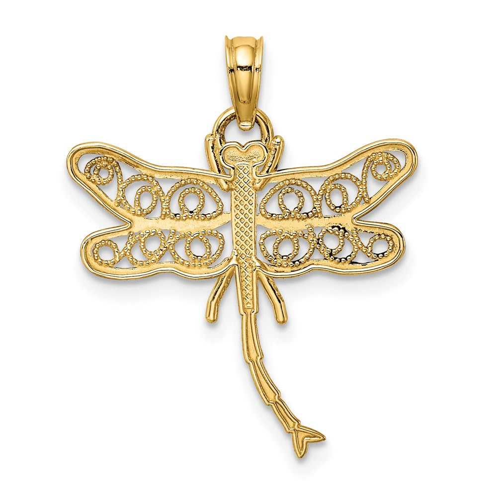 14K Dragonfly with Beaded Filigree Wings Charm