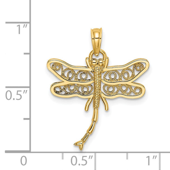 14K Dragonfly with Beaded Filigree Wings Charm