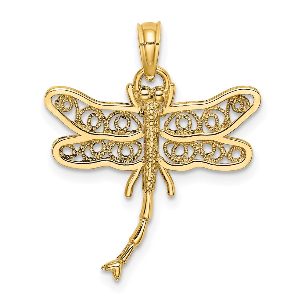 14K Dragonfly with Beaded Filigree Wings Charm
