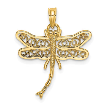 14K Dragonfly with Beaded Filigree Wings Charm