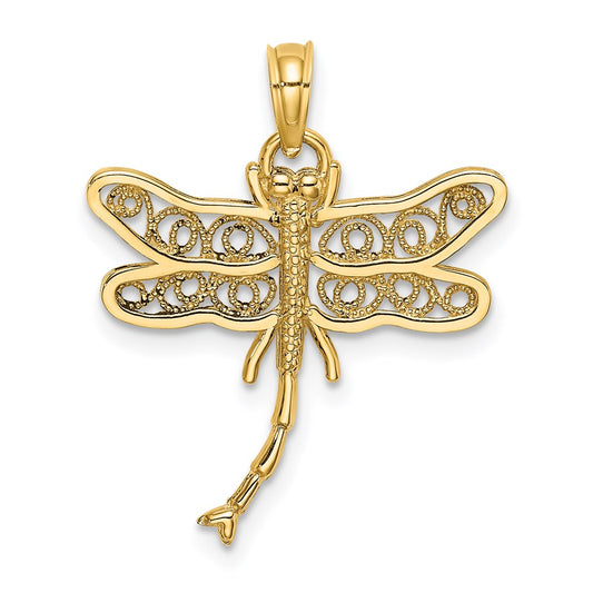 14K Dragonfly with Beaded Filigree Wings Charm