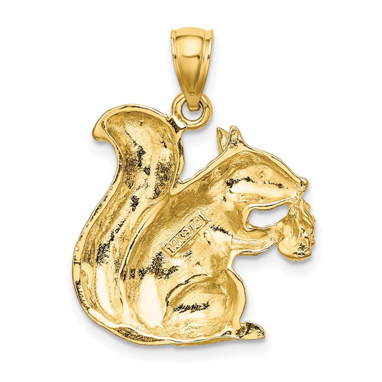 14K Textured Sitting Squirrel with Nut Charm