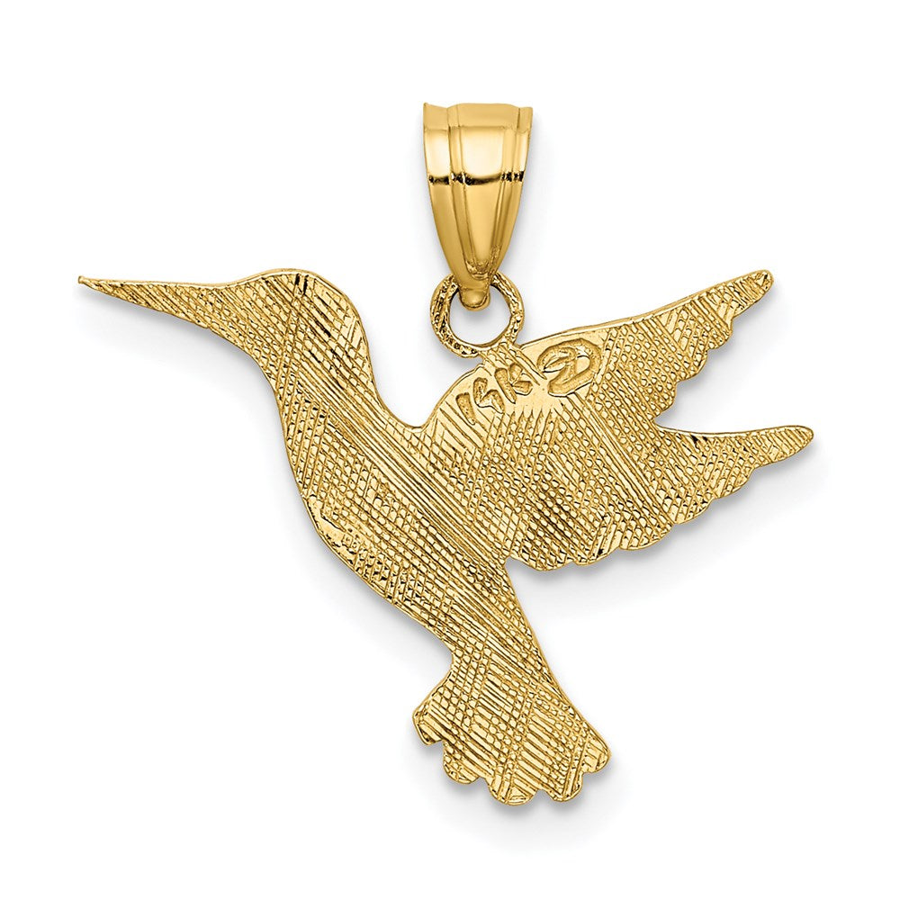 14K Polished and Textured Hummingbird Charm