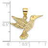 14K Polished and Textured Hummingbird Charm