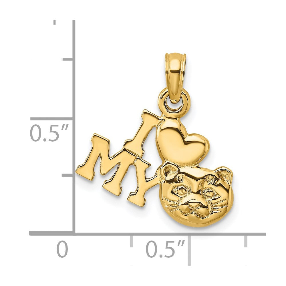 14K I HEART MY CAT Charm