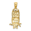 14K Textured Owl Charm