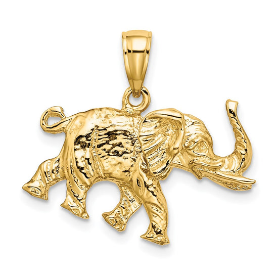 14K 3-D Elephant Profile with Tusk Charm