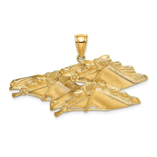 14K Triple Horse Head Racing Charm