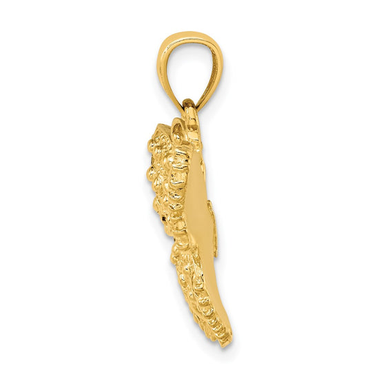 14K Textured Butterfly Pendant
